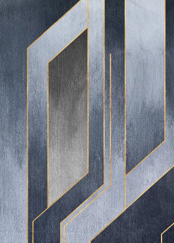Geometric Symphony - Elegance in Blue premium reproduction