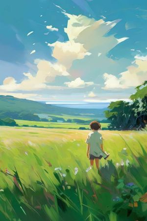 Childhood Reverie in Verdant Fields wall art