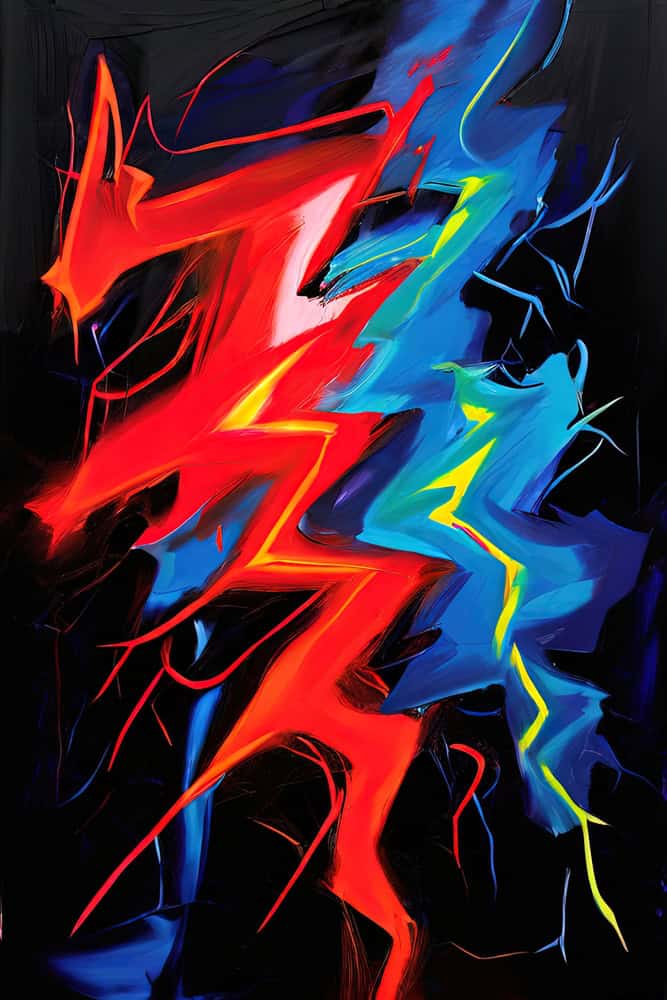 Chromatic Surge: A Dance of Light and Shadow premium reproduction