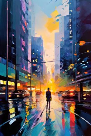 Cityscape Reverie: A Journey Through Light wall art