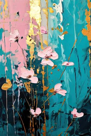 Ethereal Blossoms in Golden Hues wall art