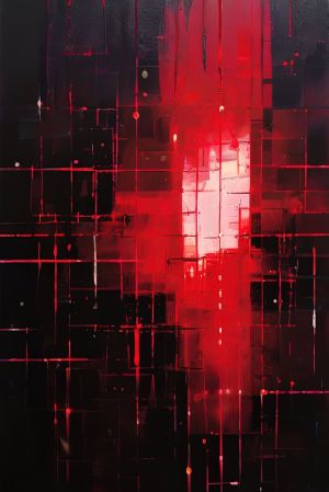 Crimson Lattice Serenity wall art
