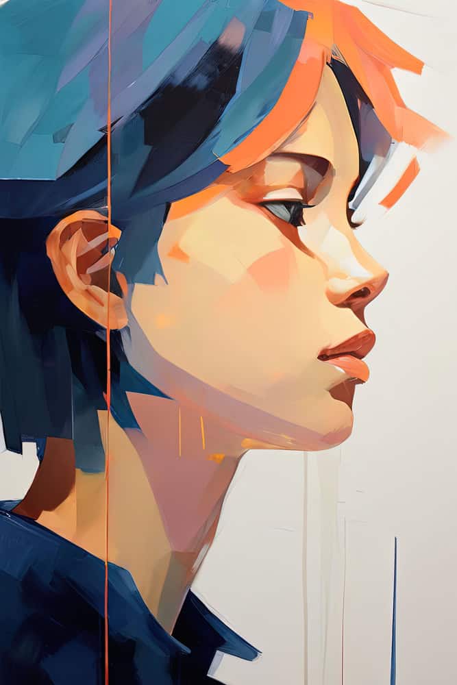 Serenity in Profile: Contemporary Portrait premium reproduction