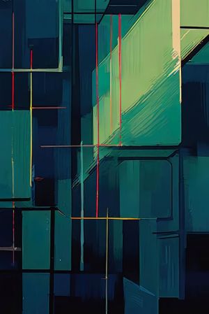 Geometric Symphony in Teal wall art