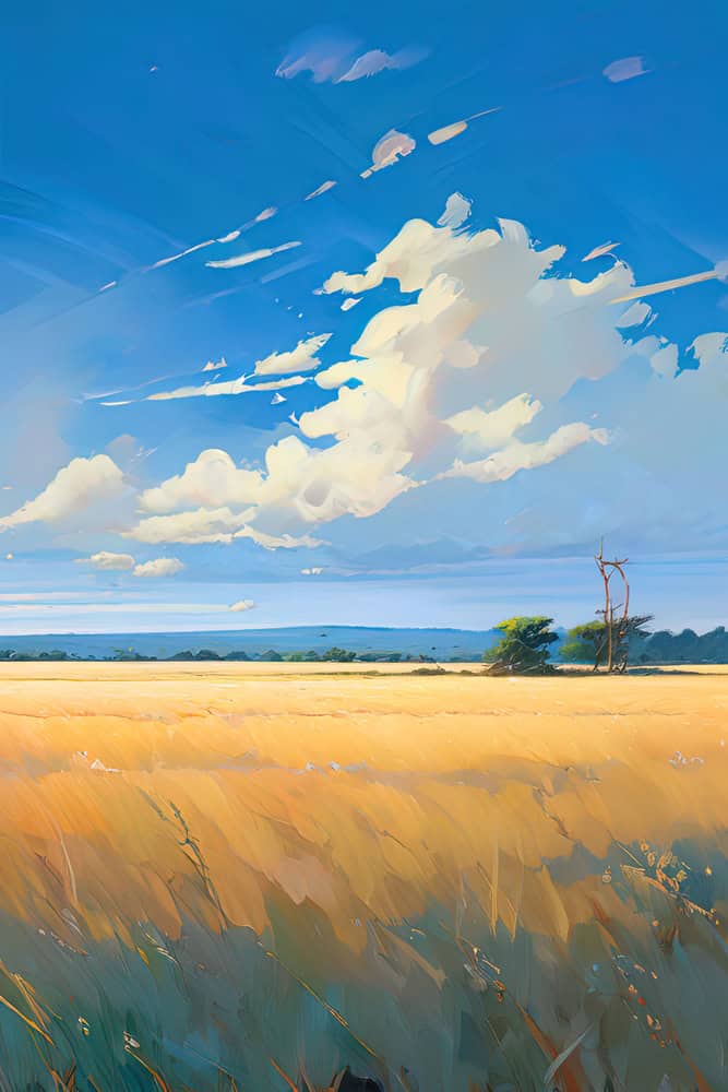 Golden Horizons: Aesthetic Pastoral Landscape premium reproduction