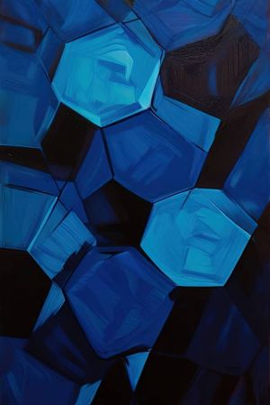 Celestial Hexagons: A Symphony in Blue wall art