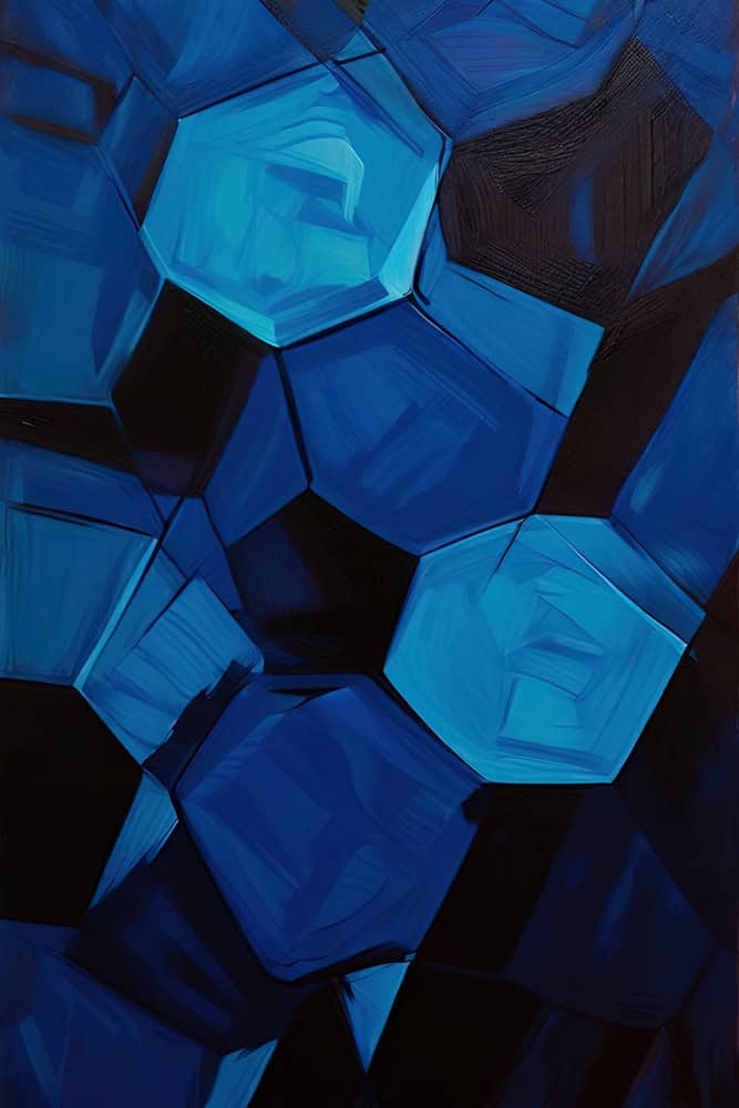 Celestial Hexagons: A Symphony in Blue premium reproduction