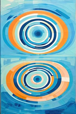 Concentric Reflections: A Symphony in Blue and Orange wall art