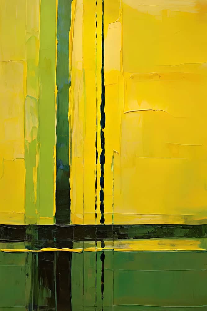 Harmonious Fusion: Reflections in Yellow and Green premium reproduction