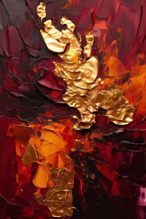 Eternal Fire: A Symphony of Gold and Crimson wall art