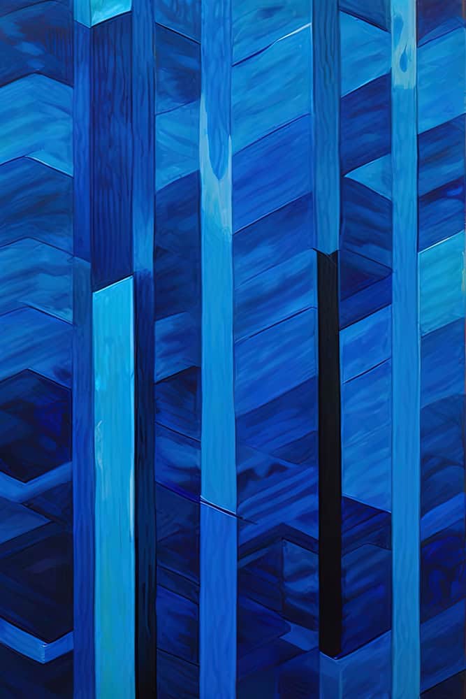 Serenity In Azure: Geometric Reflections premium reproduction