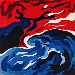 Dynamic Waves: A Dance of Fire and Water wall art