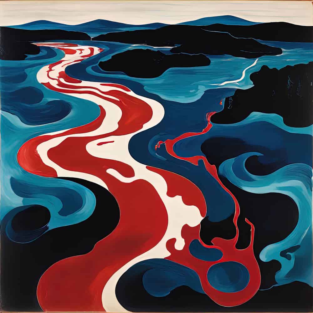 Currents of Crimson and Blue premium reproduction