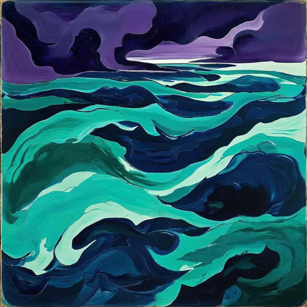 Ethereal Currents: A Symphony in Teal and Indigo premium reproduction