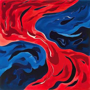 Dynamic Flow of Crimson and Cobalt wall art