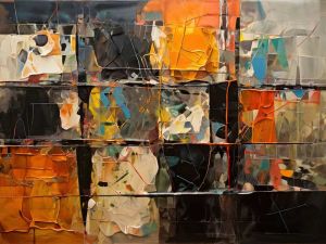 Chromatic Fragmentation: A Modern Tapestry wall art