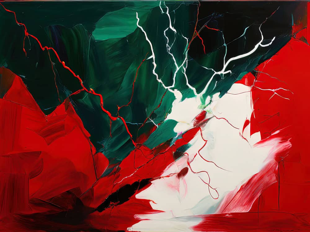 Vibrant Fusion: A Symphony in Red and Green premium reproduction