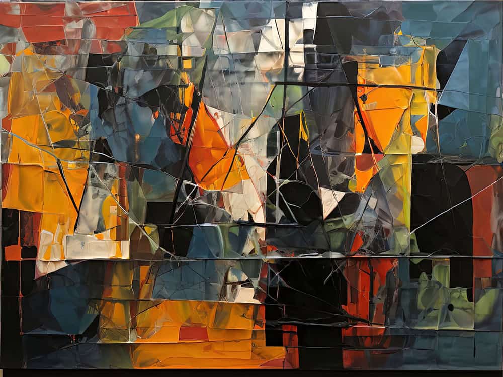 Vibrant Geometric Reflections premium reproduction