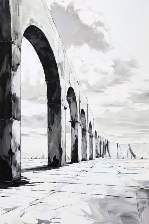 Ethereal Stone Symphony - Monochrome Landscape wall art