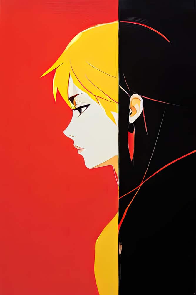 Duality of Silhouette: A Fusion of Shadows premium reproduction