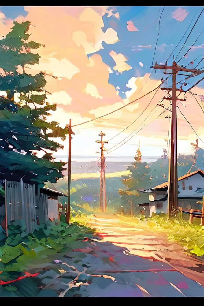 Sunset Pathway - Serene Landscapes premium reproduction