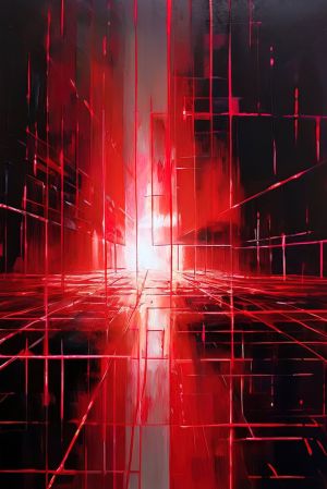 Crimson Convergence: A Journey Through Light wall art