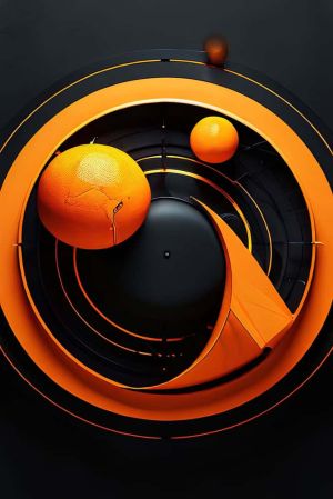 Celestial Harmony: A Study in Orange and Black wall art