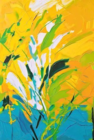Floral Symphony in Yellow and Blue wall art