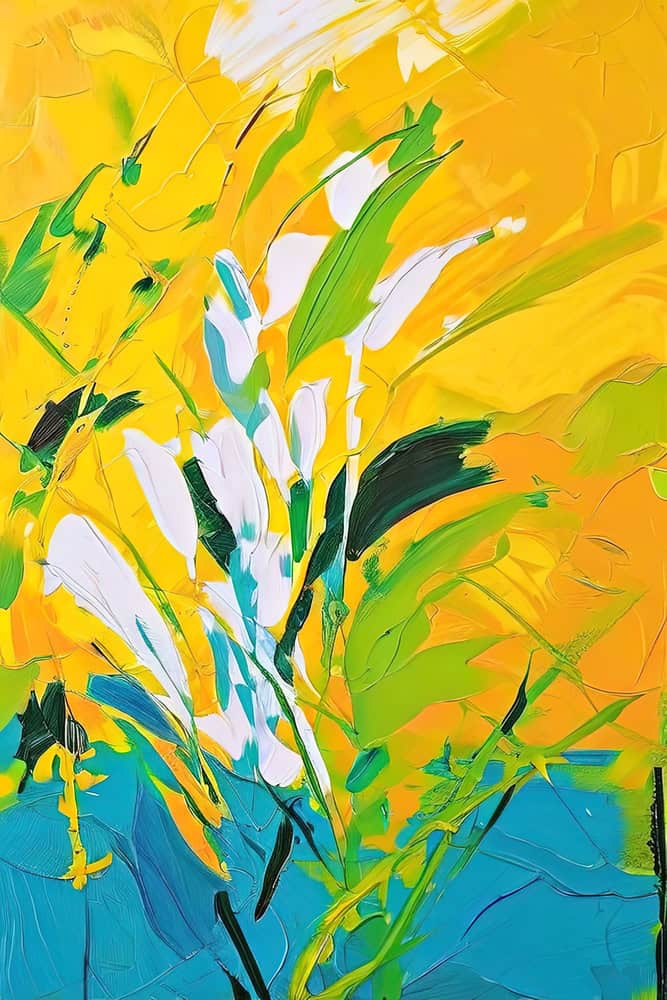 Floral Symphony in Yellow and Blue premium reproduction