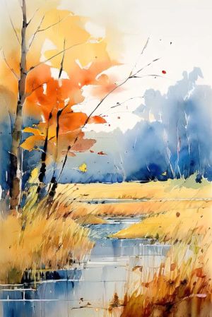 Autumnal Reflections: A Journey Through Watercolor wall art