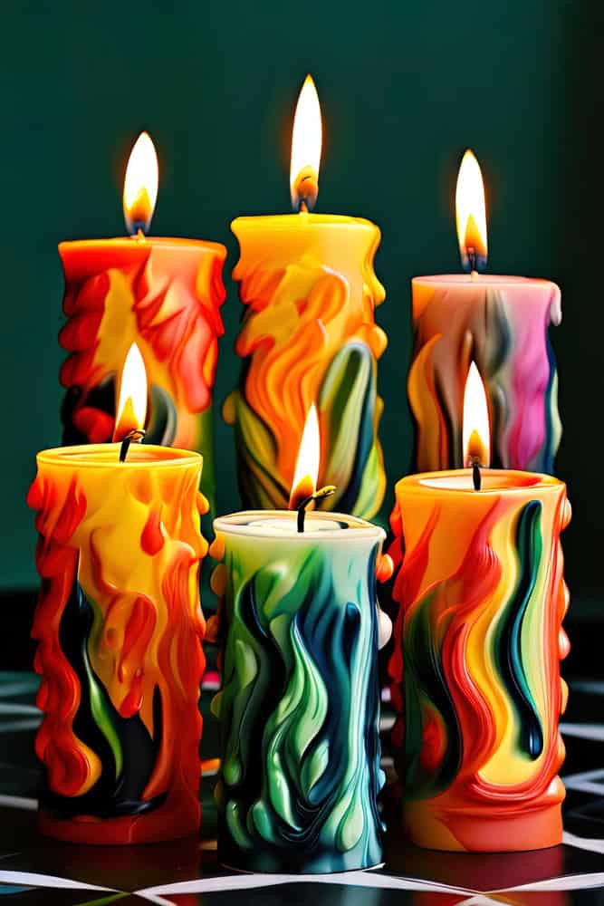 Ethereal Radiance: Chromatic Candles premium reproduction