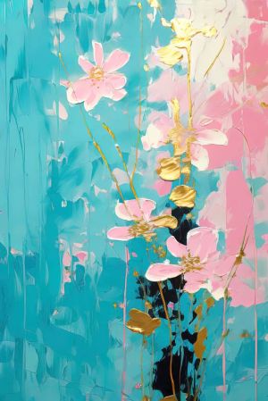 Floral Symphony in Turquoise wall art