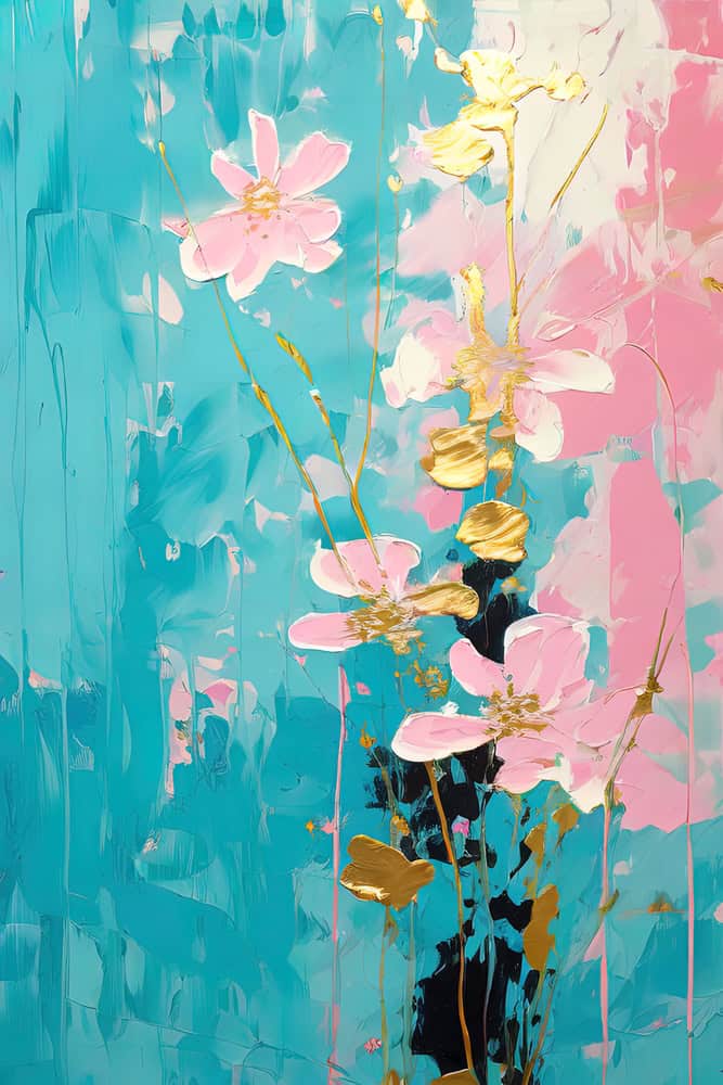 Floral Symphony in Turquoise premium reproduction