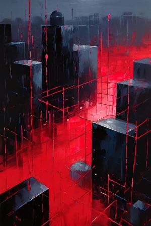 Urban Symphony: Crimson Streets wall art