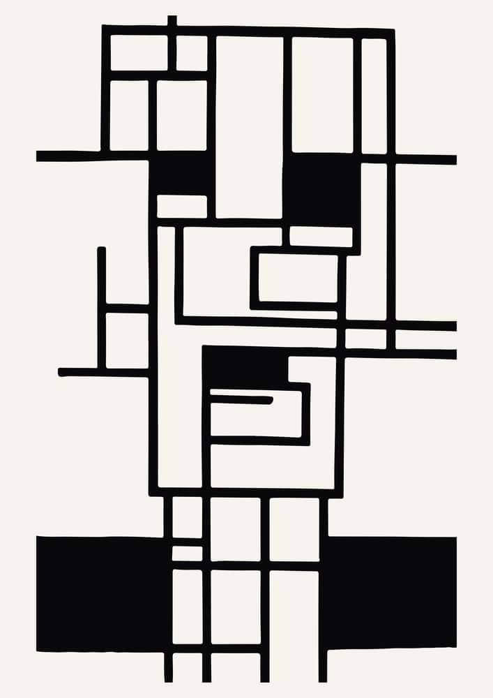 Monochrome Elegance: Geometric Harmonies premium reproduction