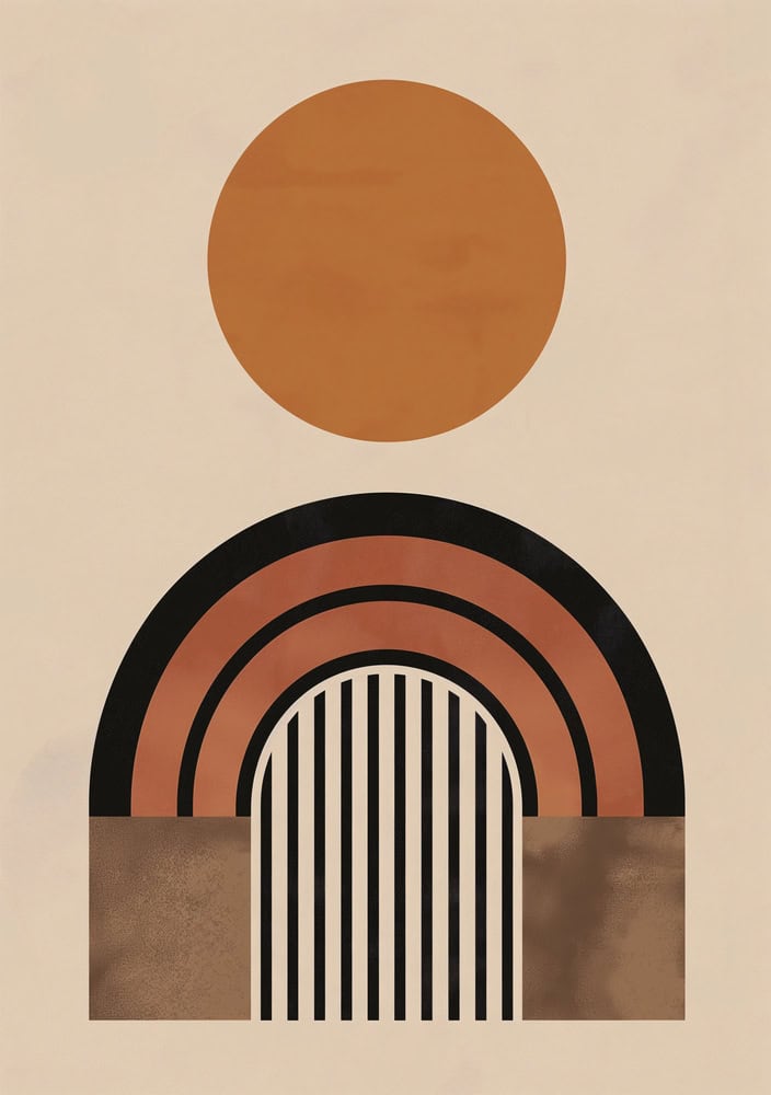 Geometric Harmony in Earth Tones premium reproduction