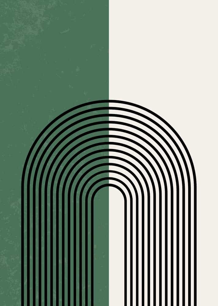 Symphonic Arches in Green and Ivory premium reproduction