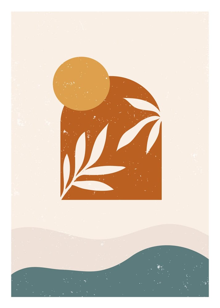Sunset Harmony: Minimalist Botanical Elegance premium reproduction