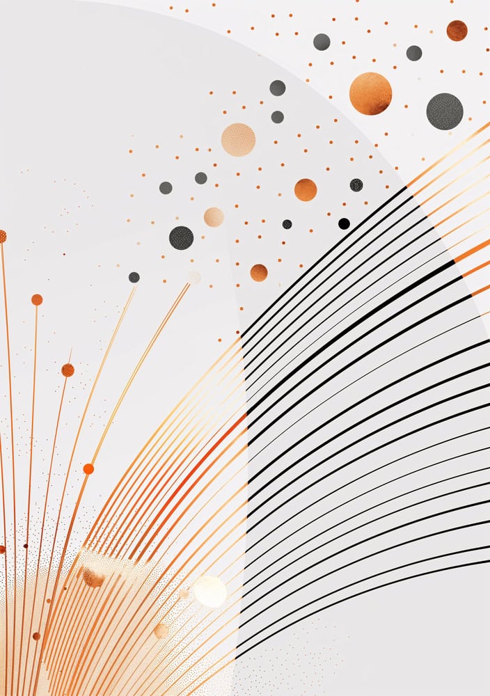 Celestial Symphony: A Dance of Lines and Orbs premium reproduction