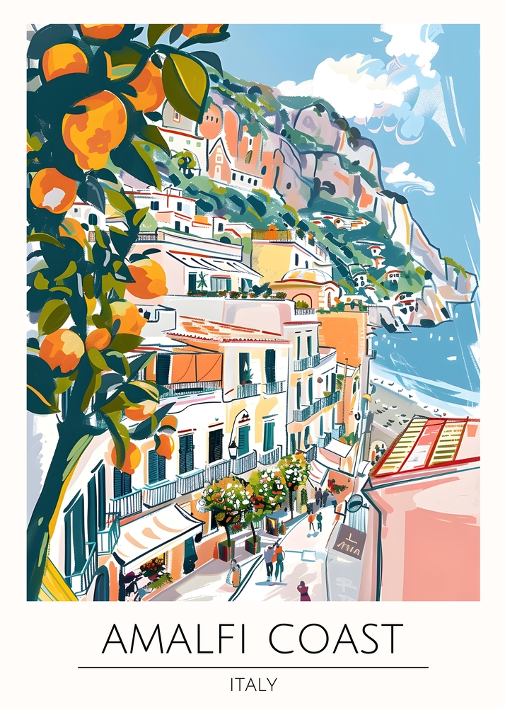 Azure Blooms of the Amalfi Coast premium reproduction