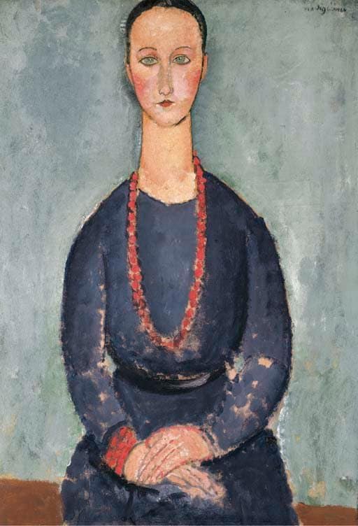 Amedeo Modigliani - Femme au collier rouge Wall Art 1918 premium reproduction