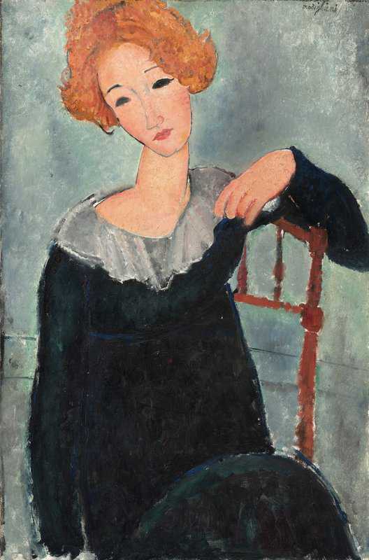 Amedeo Modigliani - Femme Aux Cheveux Roux Wall Art premium reproduction
