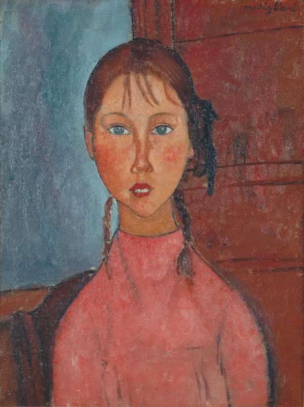 Amedeo Modigliani - Jeune Fille Avec Des Couettes Wall Art premium reproduction
