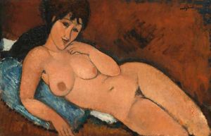 Amedeo Modigliani - Reclining Nude on Blue Cushion wall art