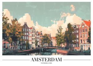 Serene Canals of Amsterdam Art Print wall art