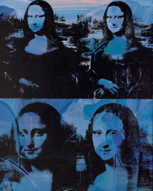 Andy Warhol - Mona Lisa Quartet in Blue wall art