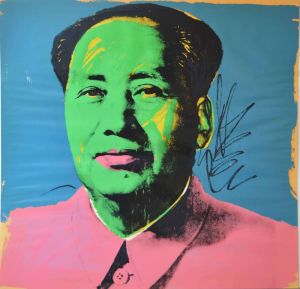 Andy Warhol - Mao Portrait in Green and Blue wall art