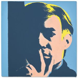 Andy Warhol - Pink on Blue Self-Portrait Wall Art wall art