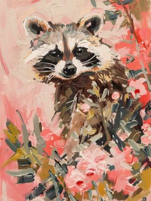 Raccoon in Bloom - Captivating Wildlife Art wall art