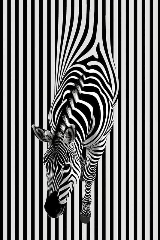 Zebra in Illusion: Op Art Harmony premium reproduction
